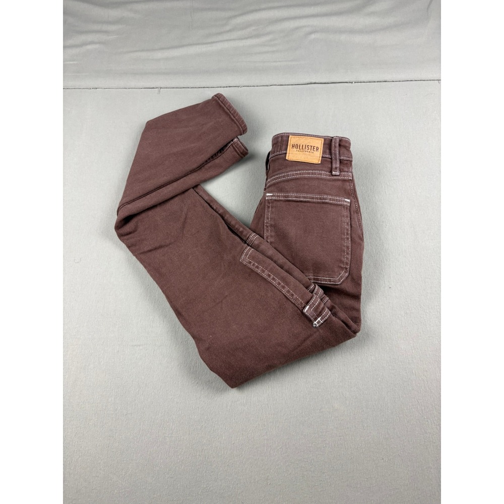 Hollister Ultra High-Rise Dad Jean Brown Cargo Straight Leg W23 L31